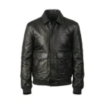 Adroit Black A2 Leather Bomber Jacket