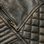 Gear Head Distressed Brown Leather Biker Jacket - Image 5