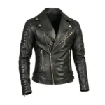 Gear Head Black Leather Biker Jacket - Image 2