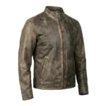 Mastero Distressed Brown Leather Biker Jacket - Image 2