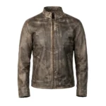 Mastero Distressed Brown Leather Biker Jacket