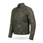 Redemption Distressed Brown Leather Biker Jacket - Image 2