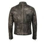 Redemption Distressed Brown Leather Biker Jacket - Image 4