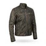 Redemption Distressed Brown Leather Biker Jacket - Image 3