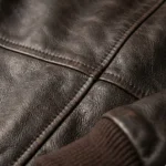 Sage Black Leather Bomber Jacket - Image 10