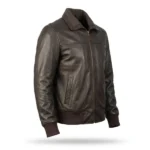 Sage Black Leather Bomber Jacket - Image 7