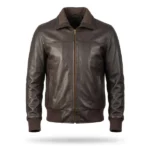 Sage Black Leather Bomber Jacket - Image 6