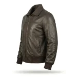 Sage Black Leather Bomber Jacket - Image 8