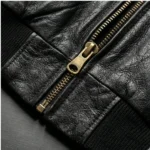 Spunk Black Leather Bomber Jacket - Image 5