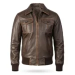 Spunk Black Leather Bomber Jacket - Image 6