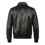 Spunk Black Leather Bomber Jacket - Image 4