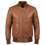 Trooper Ma-1 Black Leather Bomber Jacket - Image 6