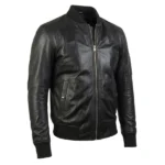 Trooper Ma-1 Black Leather Bomber Jacket - Image 2