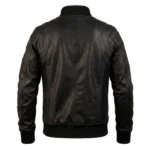 Trooper Ma-1 Distressed Black Leather Bomber Jacket - Image 4