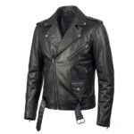 Valiant Black Leather Biker Jacket - Image 3