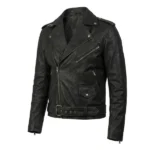 Valiant Distressed Brown Leather Biker Jacket - Image 8