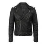 Valiant Distressed Brown Leather Biker Jacket - Image 6