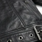 Valiant Black Leather Biker Jacket - Image 5