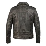 Valiant Distressed Brown Leather Biker Jacket - Image 4