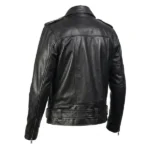 Valiant Black Leather Biker Jacket - Image 4