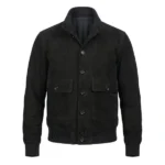 Aegus Black Suede Bomber Jacket