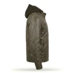 Dark Mile Black Hooded Leather Biker Jacket - Image 7