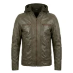 Dark Mile Black Hooded Leather Biker Jacket - Image 6