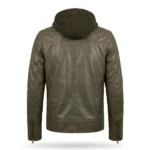 Dark Mile Black Hooded Leather Biker Jacket - Image 9