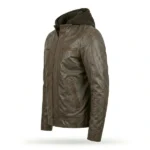 Dark Mile Black Hooded Leather Biker Jacket - Image 8