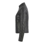Rexi Quilted Black Leather Biker Jacket - Image 3