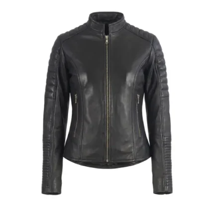 Rexi Quilted Black Leather Biker Jacket