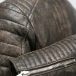 Rexi Quilted Distressed Brown Leather Biker Jacket - Image 5