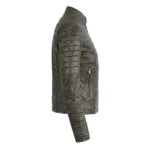 Rexi Quilted Distressed Brown Leather Biker Jacket - Image 2