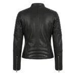 Rexi Quilted Black Leather Biker Jacket - Image 4