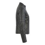 Rexi Quilted Black Leather Biker Jacket - Image 2
