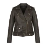 rhonda brown leather biker jacket