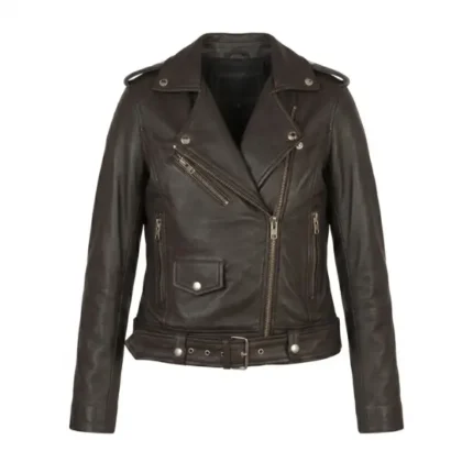 rhonda brown leather biker jacket