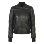 rukhs black leather bomber jacket