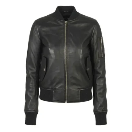 rukhs black leather bomber jacket