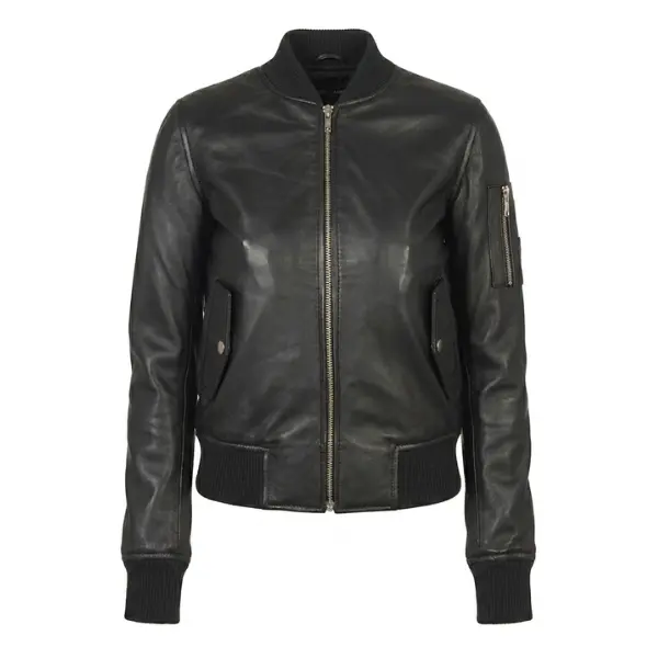 rukhs black leather bomber jacket