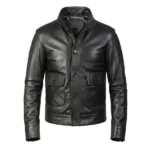 TrailBlazer Black Leather Bomber Jacket