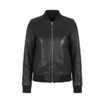 ira black leather bomber jacket