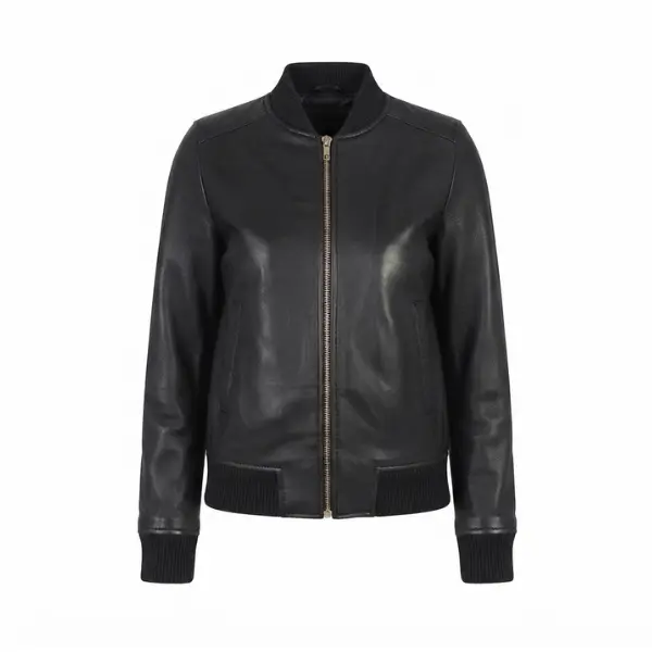 ira black leather bomber jacket