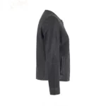 lexi black leather collarless jacket