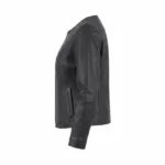 lexi collarless black leather jacket