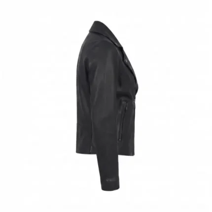 nira black biker leather jacket