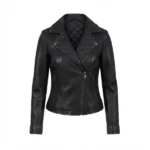 nira black leather biker jacket
