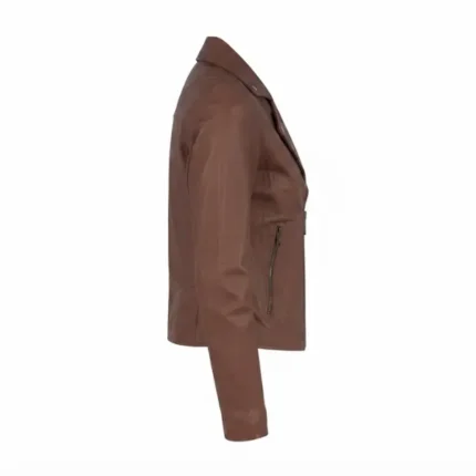 nira brown biker leather jacket