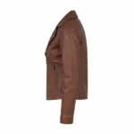 nira leather brown biker jacket