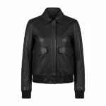 valerie black leather bomber jacket